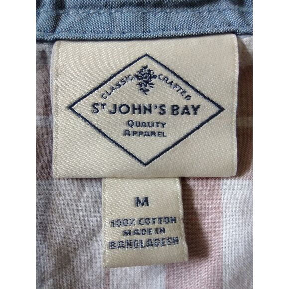 St. John's Bay Blue Red White Plaid Checkered Button-Up Long Sleeve Shirt Sz M - Picture 3 of 3